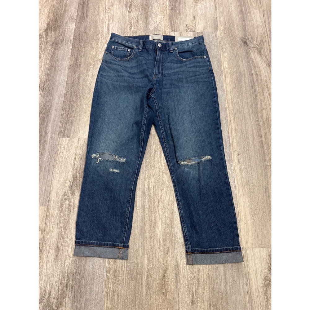 Everlane The Summer Jean High Rise Straight Distressed Organic Blue 30 Regular